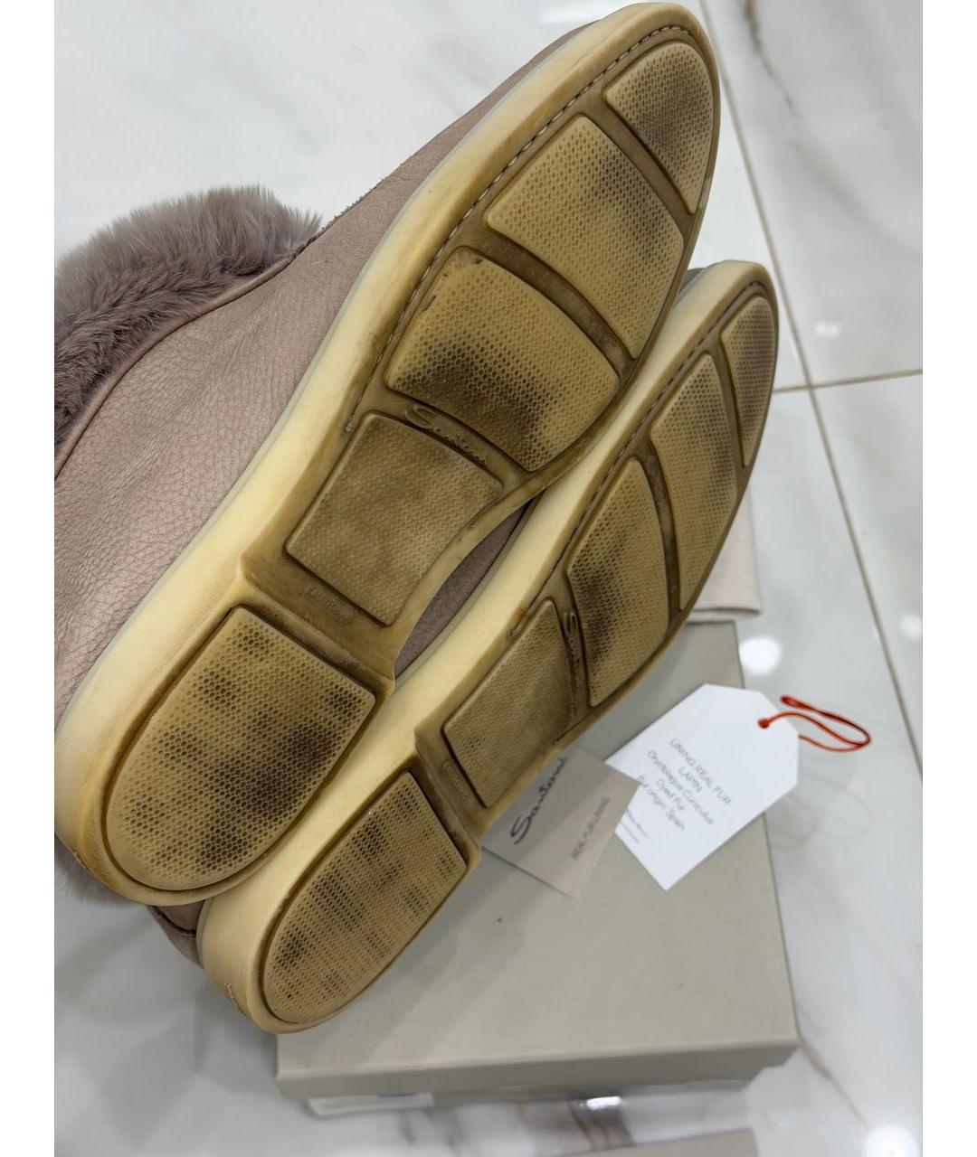 SANTONI Бежевые нубуковые ботинки, фото 8