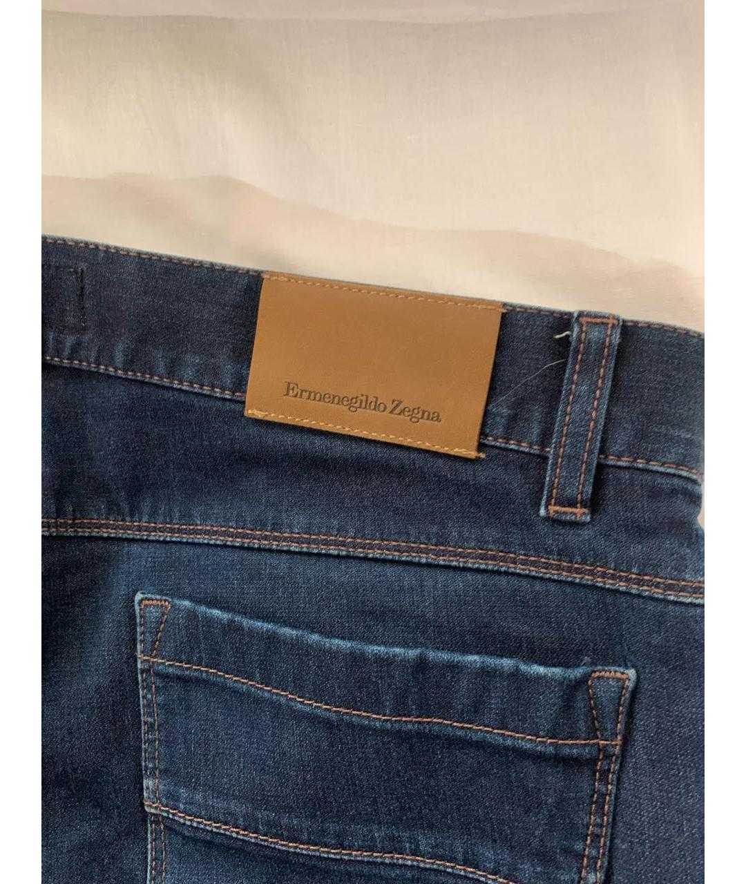 ERMENEGILDO ZEGNA XXX Темно-синие хлопко-эластановые прямые джинсы, фото 4