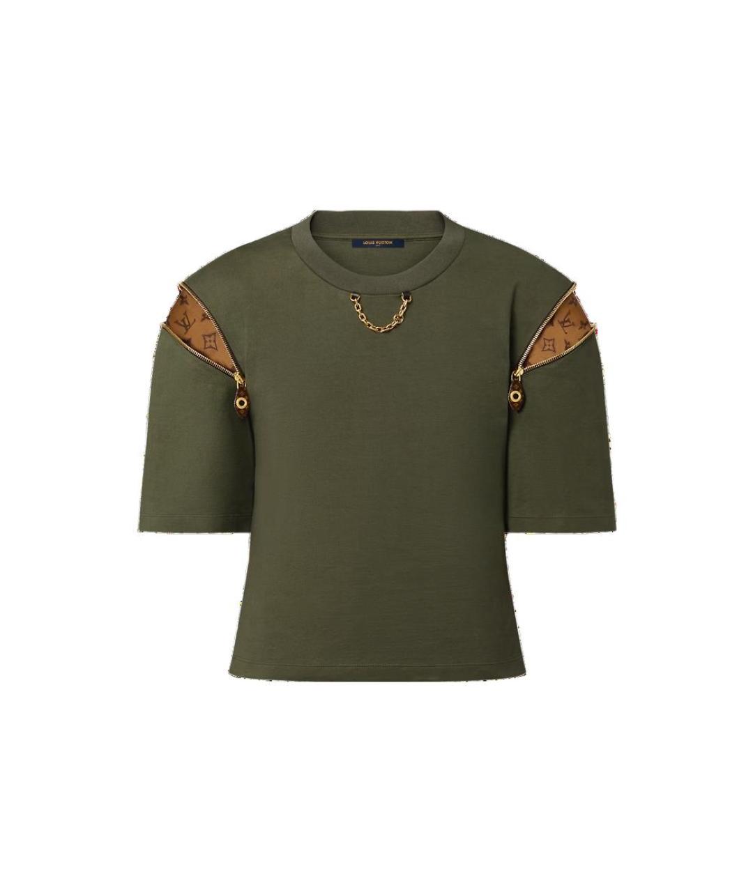 LOUIS VUITTON Хаки хлопковая футболка, фото 1