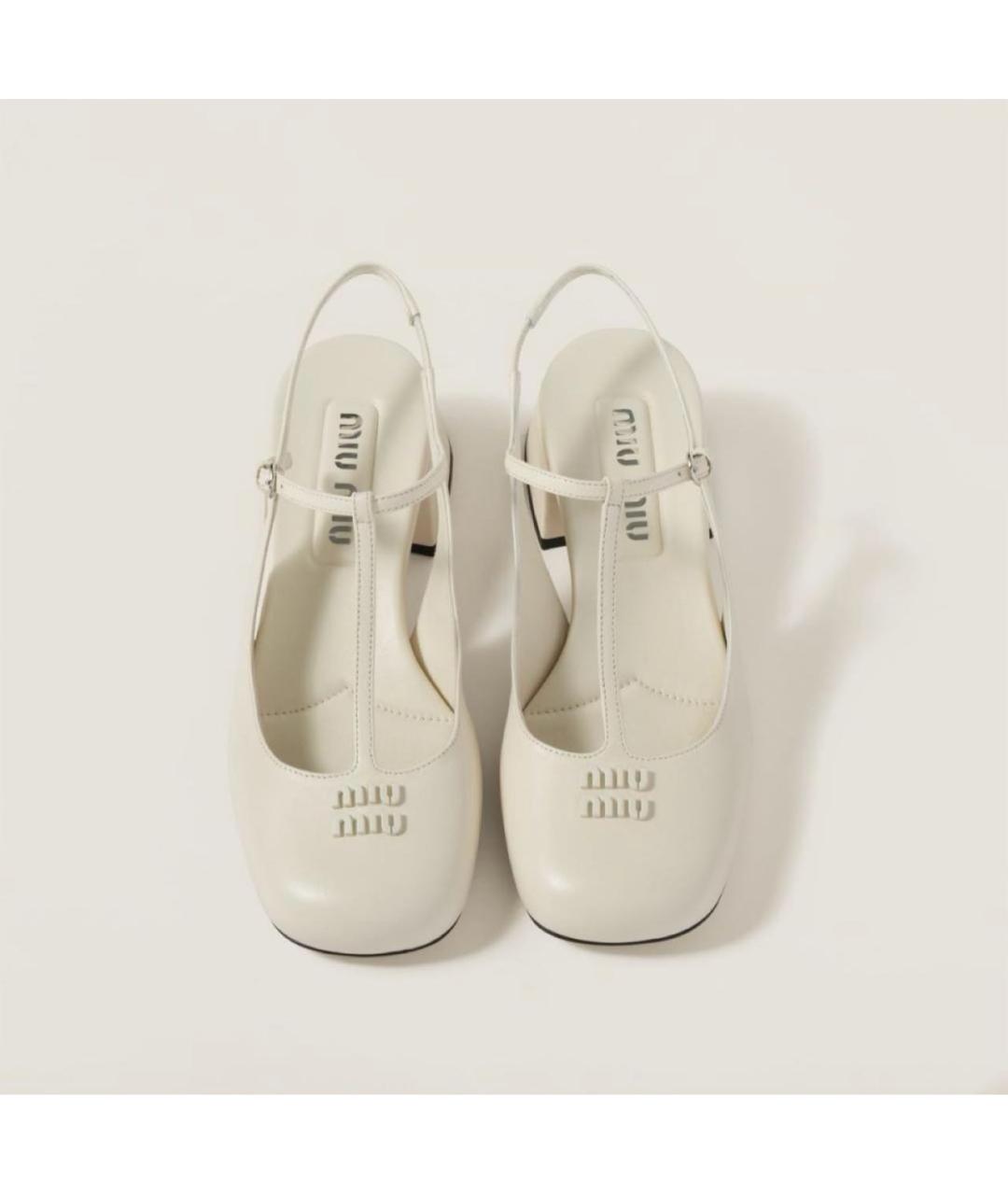 MIU MIU Бежевые кожаные туфли, фото 2