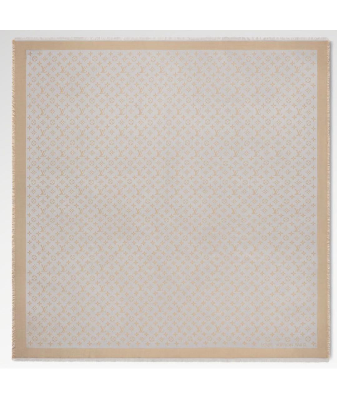 LOUIS VUITTON Бежевый шелковый платок, фото 3