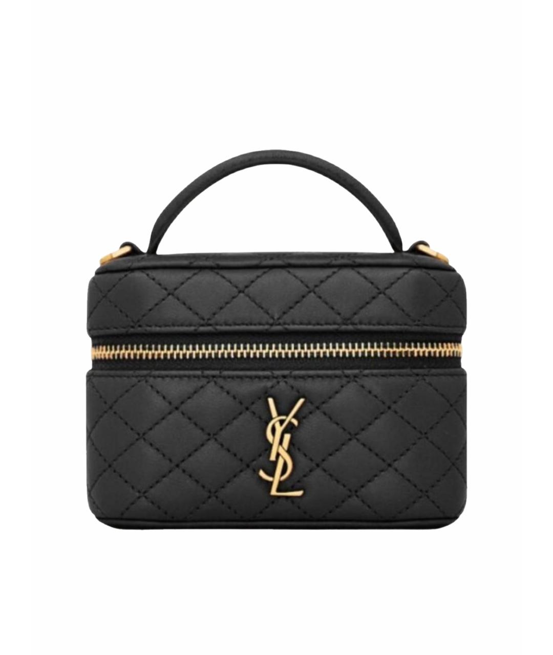 SAINT LAURENT Черная кожаная сумка через плечо, фото 1