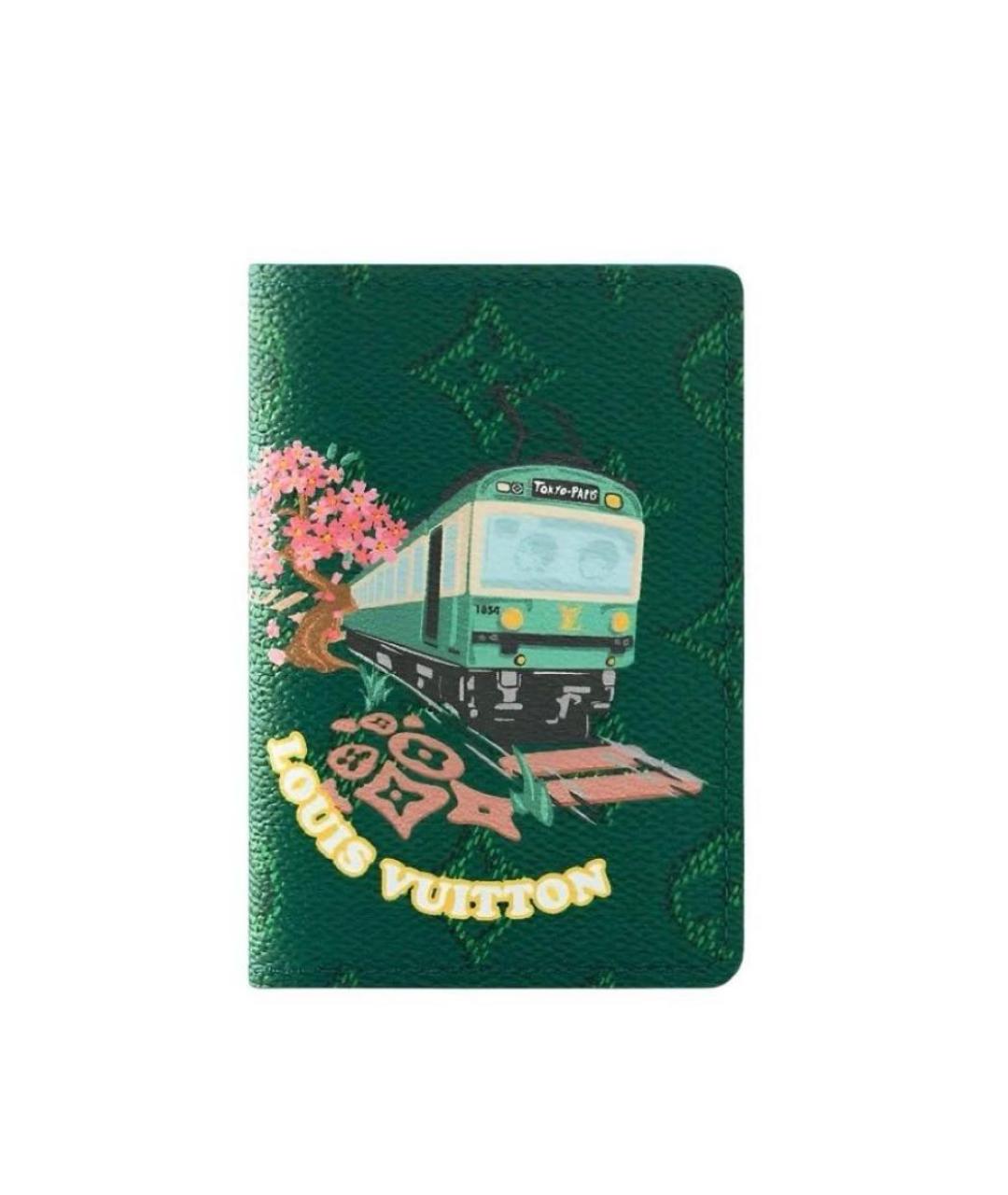 LOUIS VUITTON Зеленый кожаный кошелек, фото 1