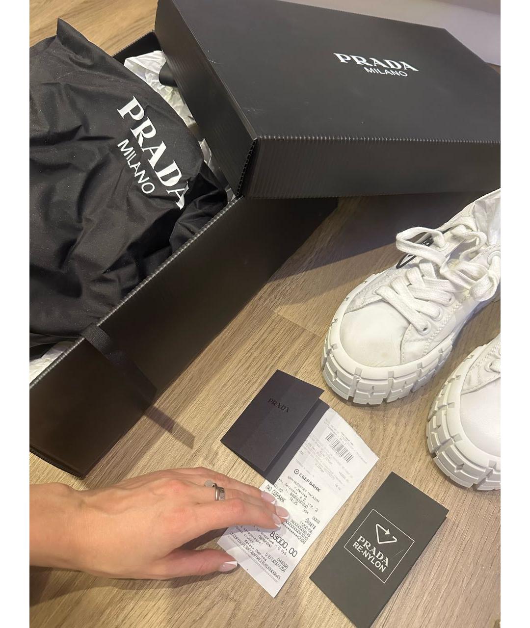 PRADA Белые текстильные кеды, фото 8