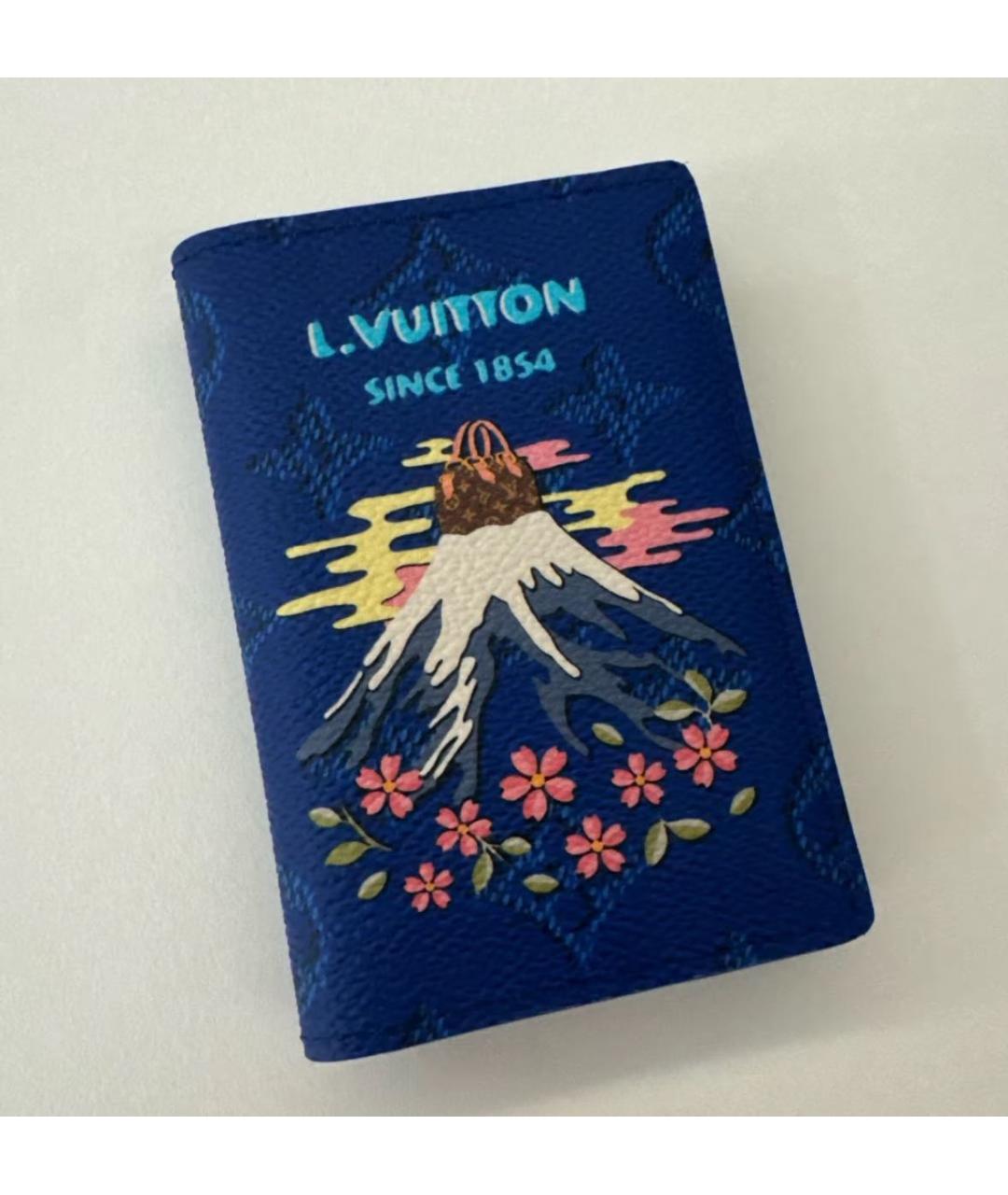 LOUIS VUITTON Синий кожаный кошелек, фото 2