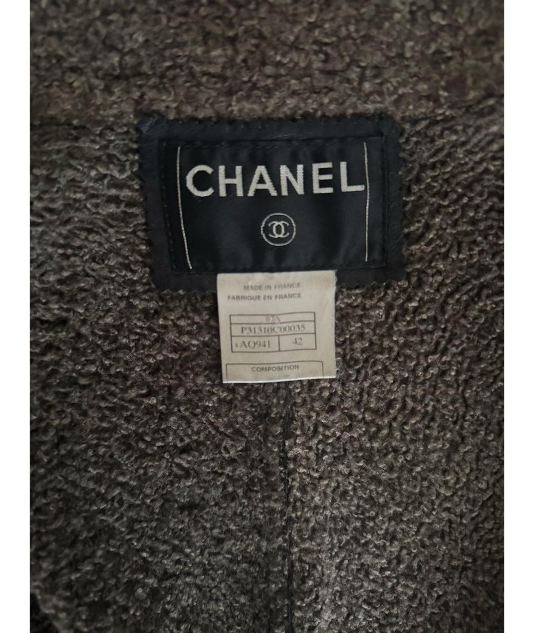 CHANEL Антрацитовая меховая дубленка, фото 3