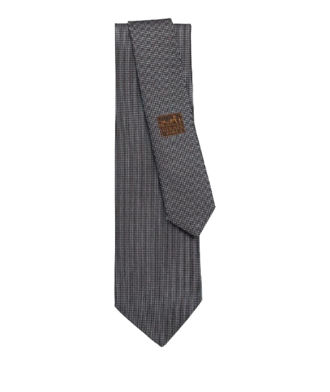 HERMES Серый шелковый галстук, фото 1