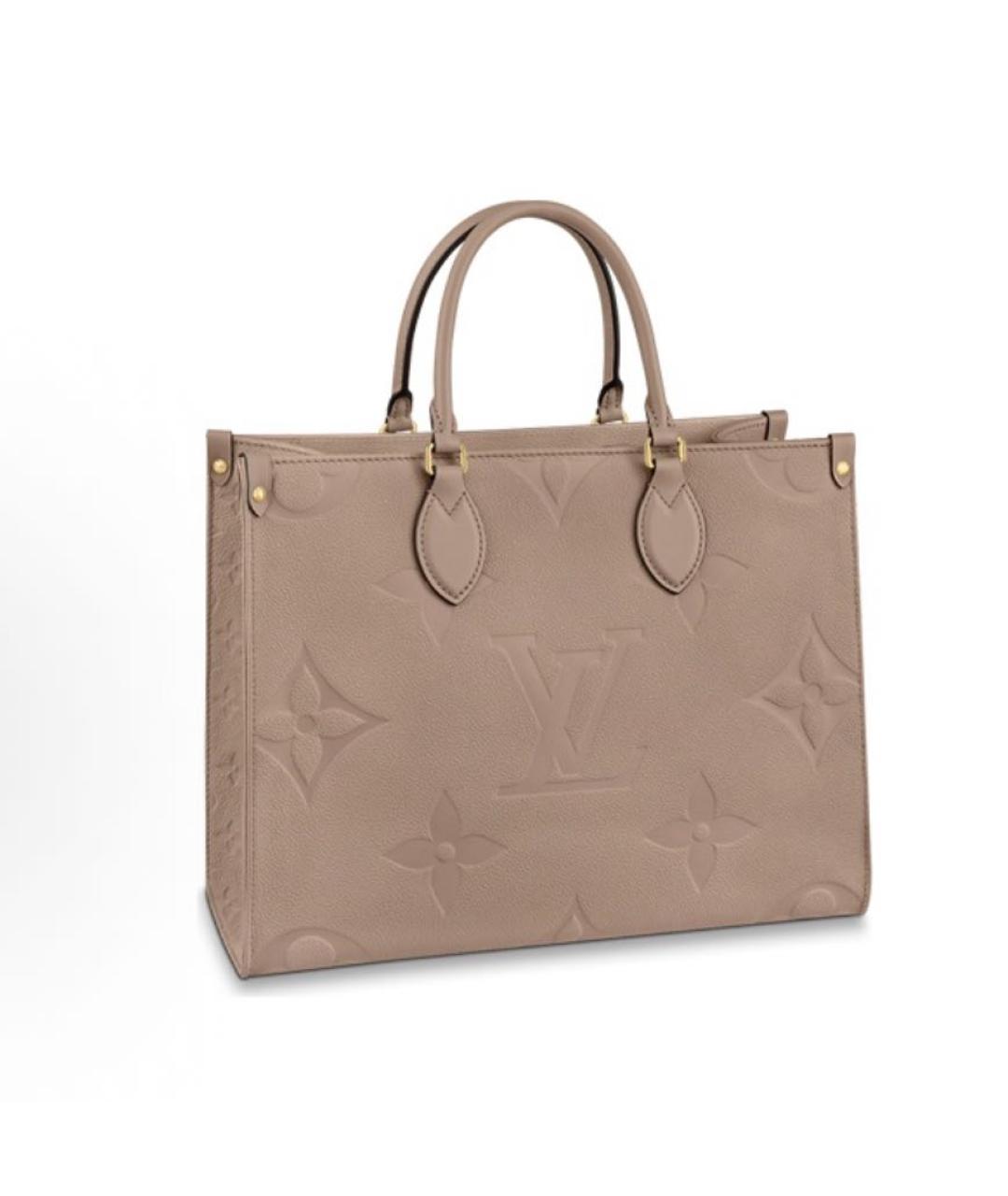 LOUIS VUITTON Бежевая кожаная сумка тоут, фото 5