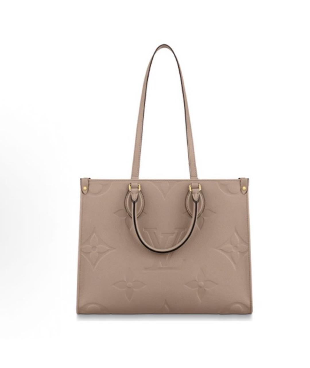 LOUIS VUITTON Бежевая кожаная сумка тоут, фото 4