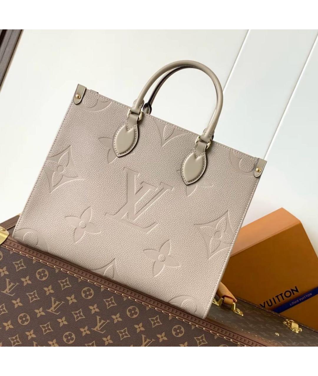 LOUIS VUITTON Бежевая кожаная сумка тоут, фото 2