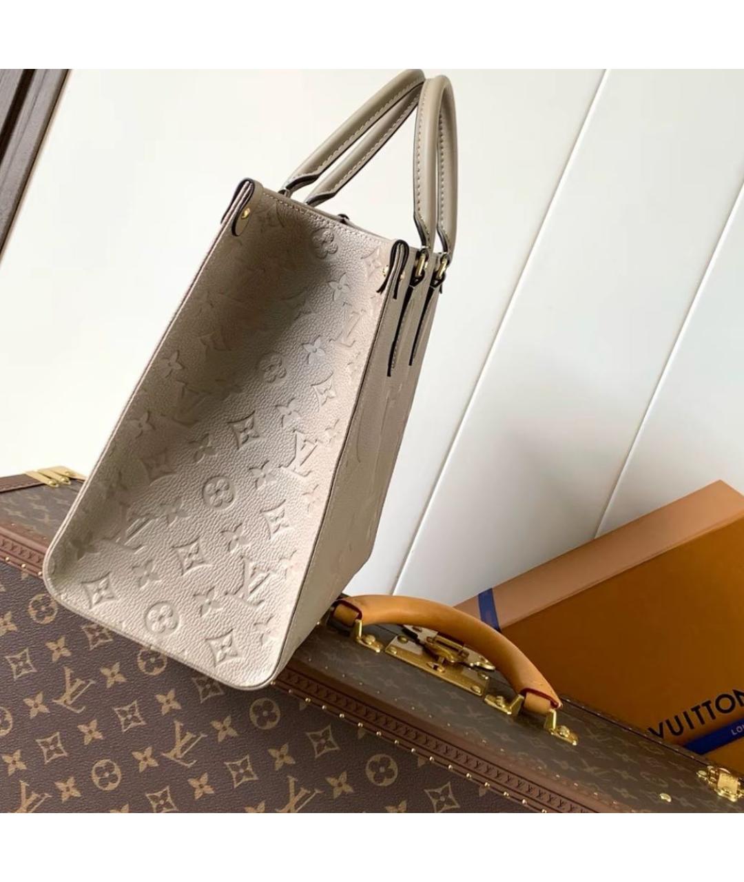 LOUIS VUITTON Бежевая кожаная сумка тоут, фото 3