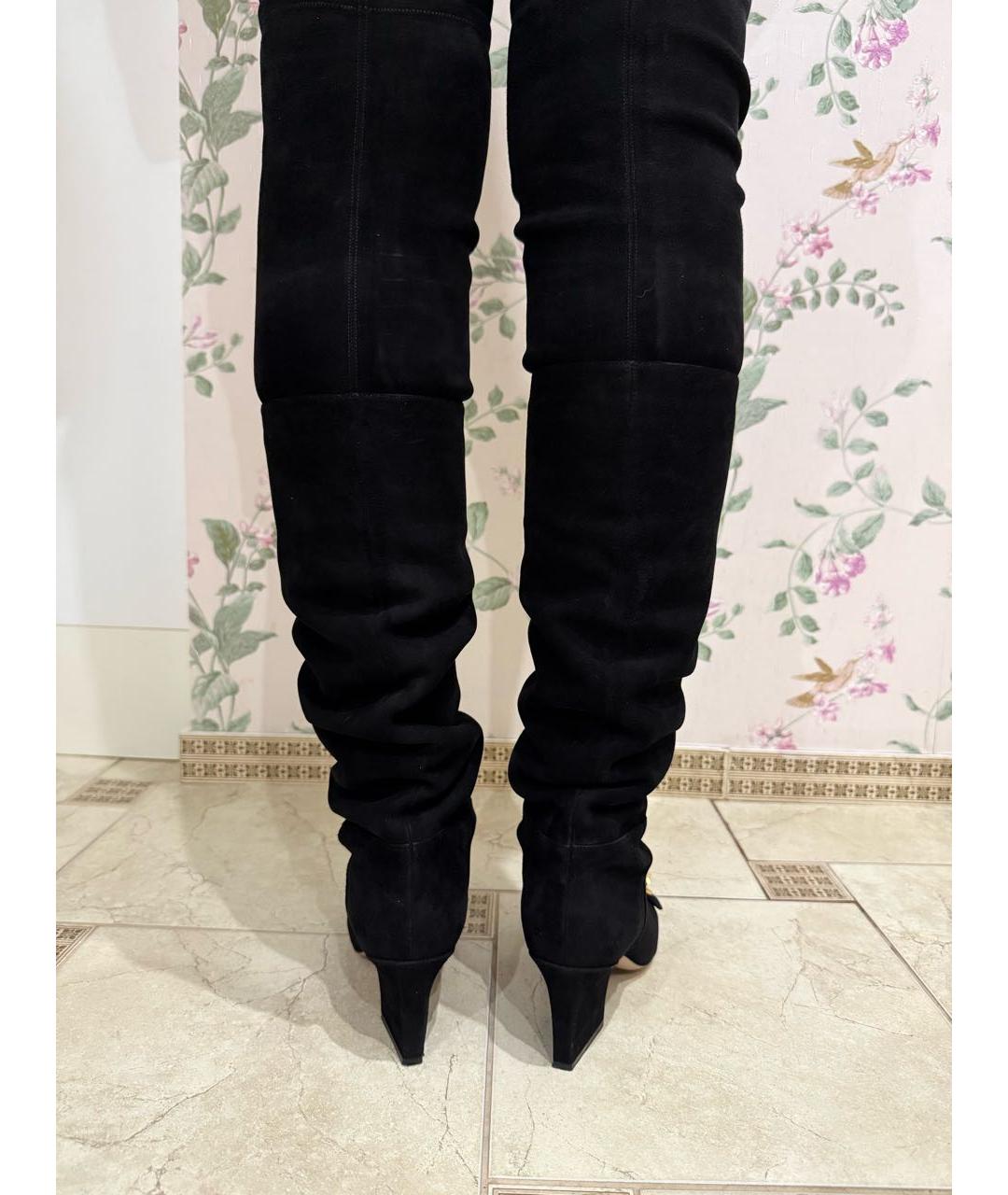 CHRISTIAN DIOR Черные замшевые ботфорты, фото 5