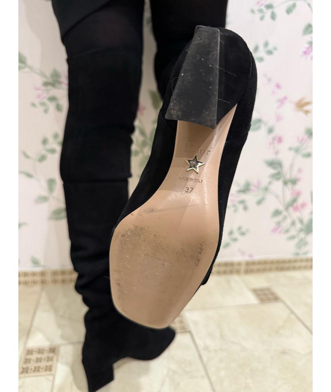 CHRISTIAN DIOR Черные замшевые ботфорты, фото 6