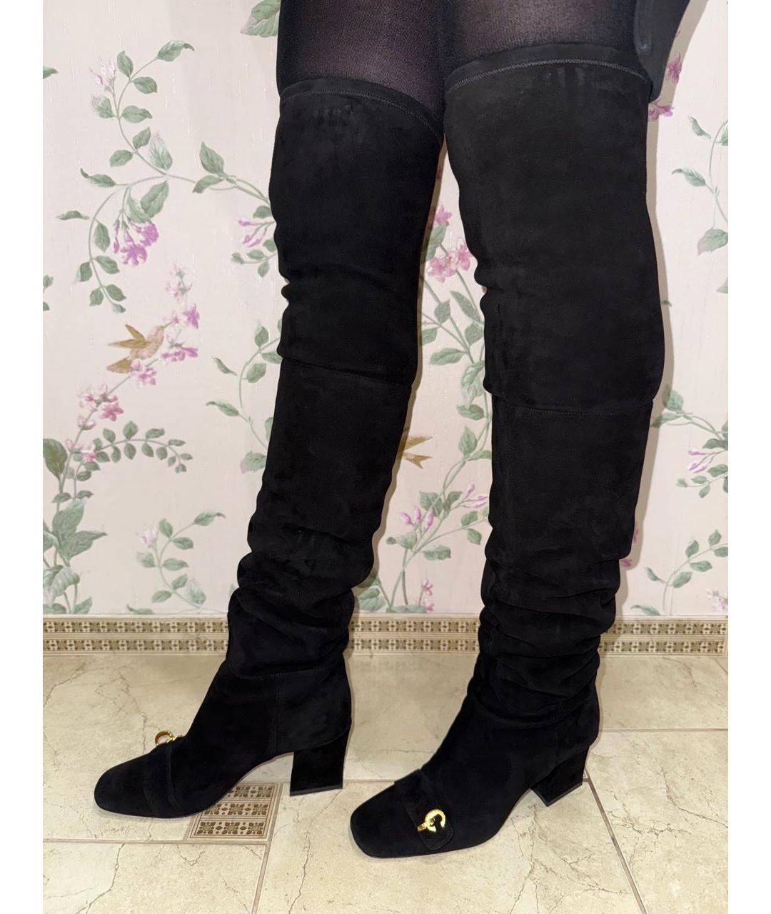 CHRISTIAN DIOR Черные замшевые ботфорты, фото 7