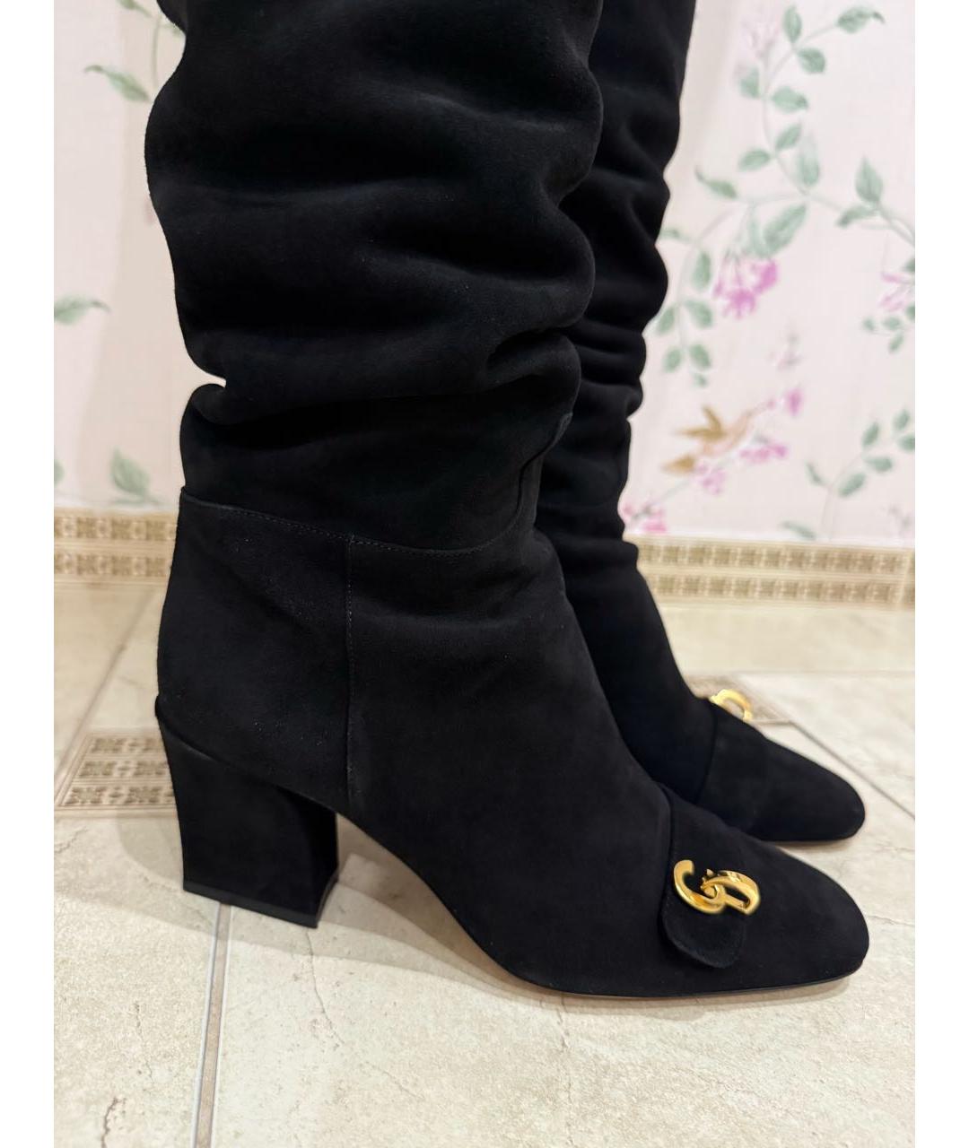 CHRISTIAN DIOR Черные замшевые ботфорты, фото 2