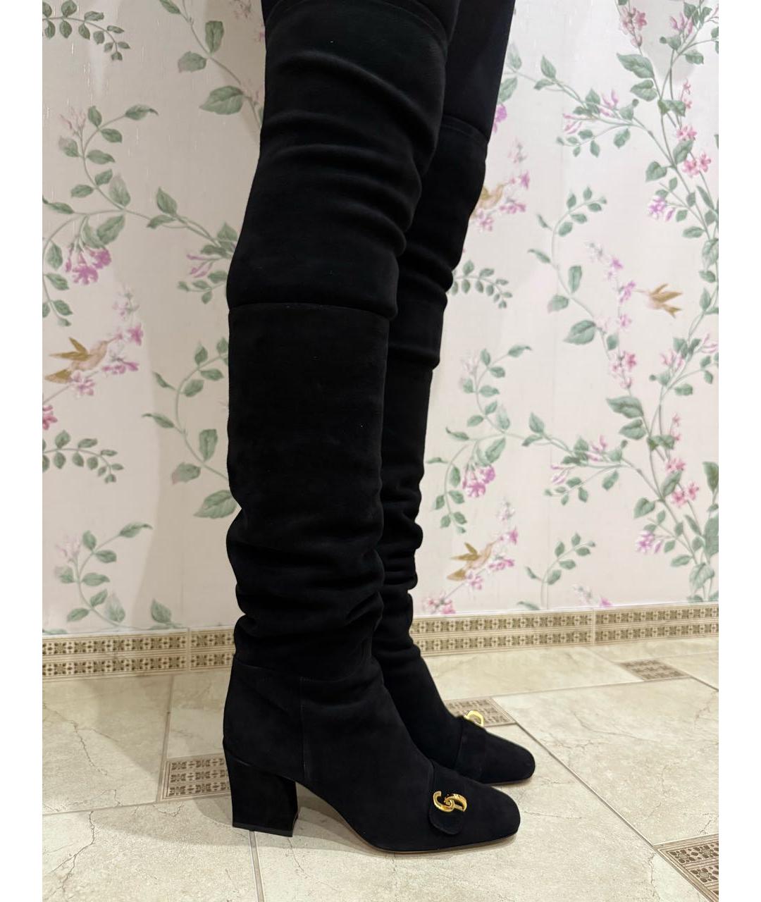 CHRISTIAN DIOR Черные замшевые ботфорты, фото 3