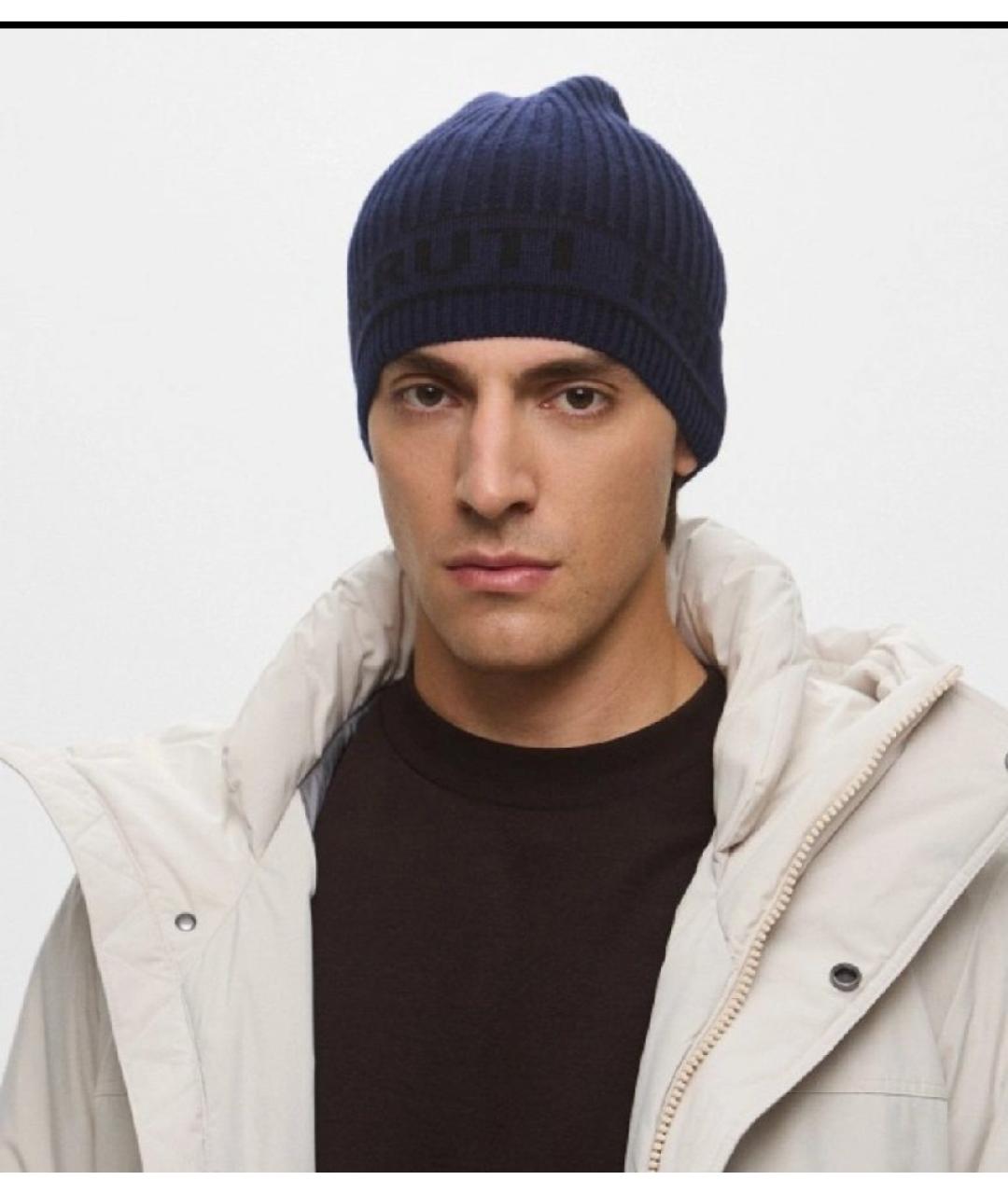 CERRUTI 1881 Темно-синяя шерстяная шапка, фото 4