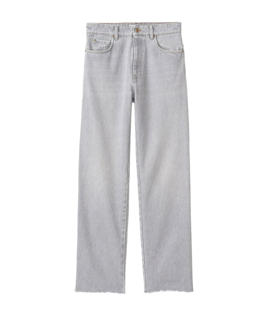 MIU MIU Серые хлопковые прямые джинсы, фото 1
