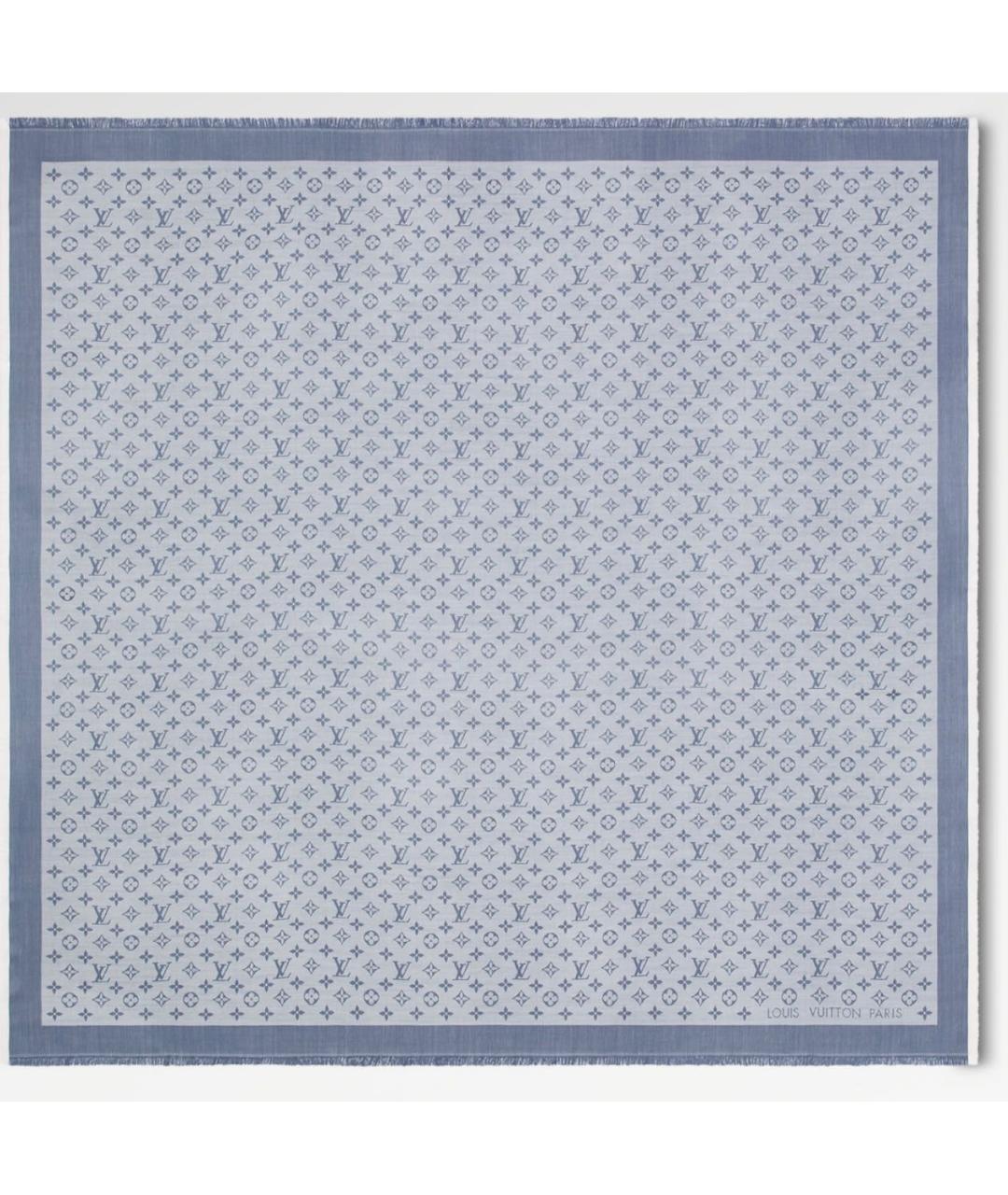 LOUIS VUITTON Голубой шелковый платок, фото 4