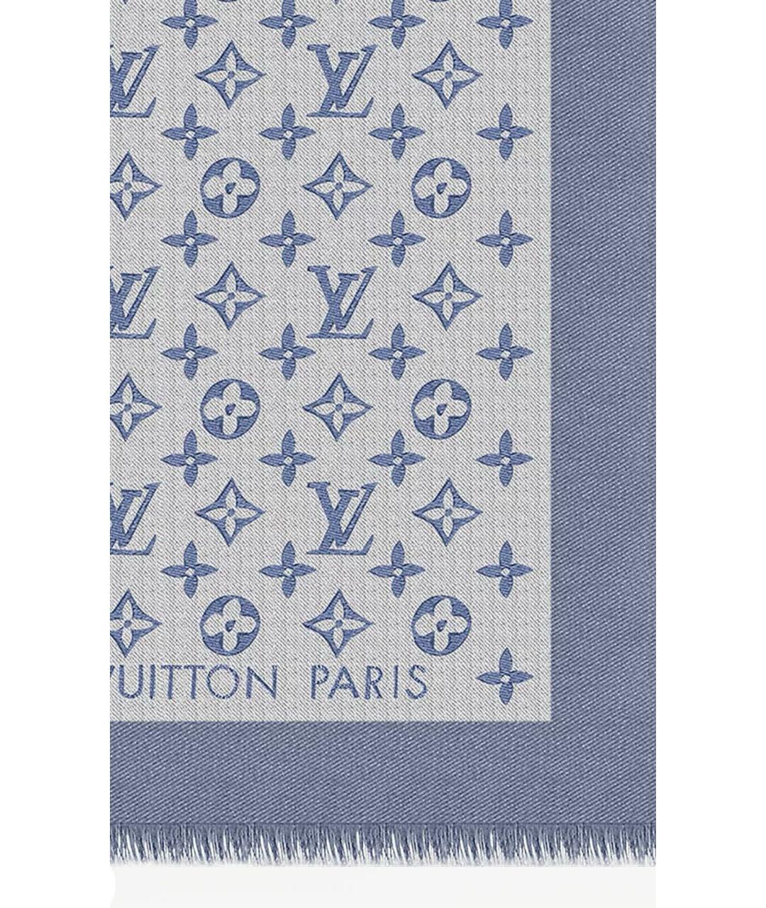 LOUIS VUITTON Голубой шелковый платок, фото 3