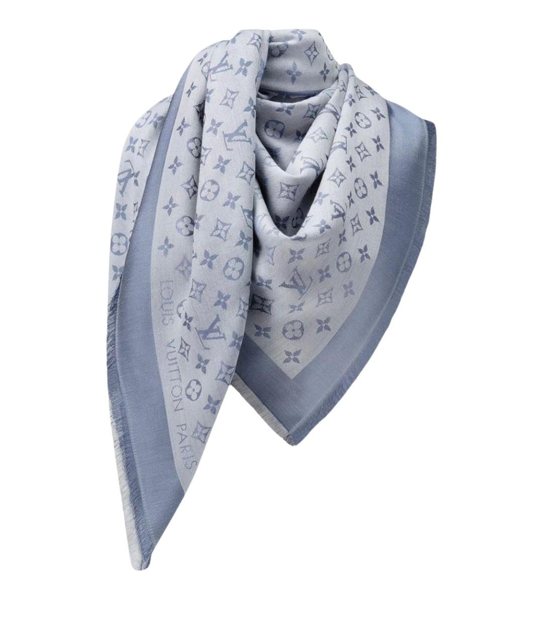 LOUIS VUITTON Голубой шелковый платок, фото 1