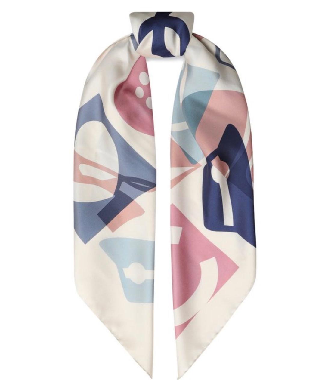 CHANEL Бежевый шелковый платок, фото 3