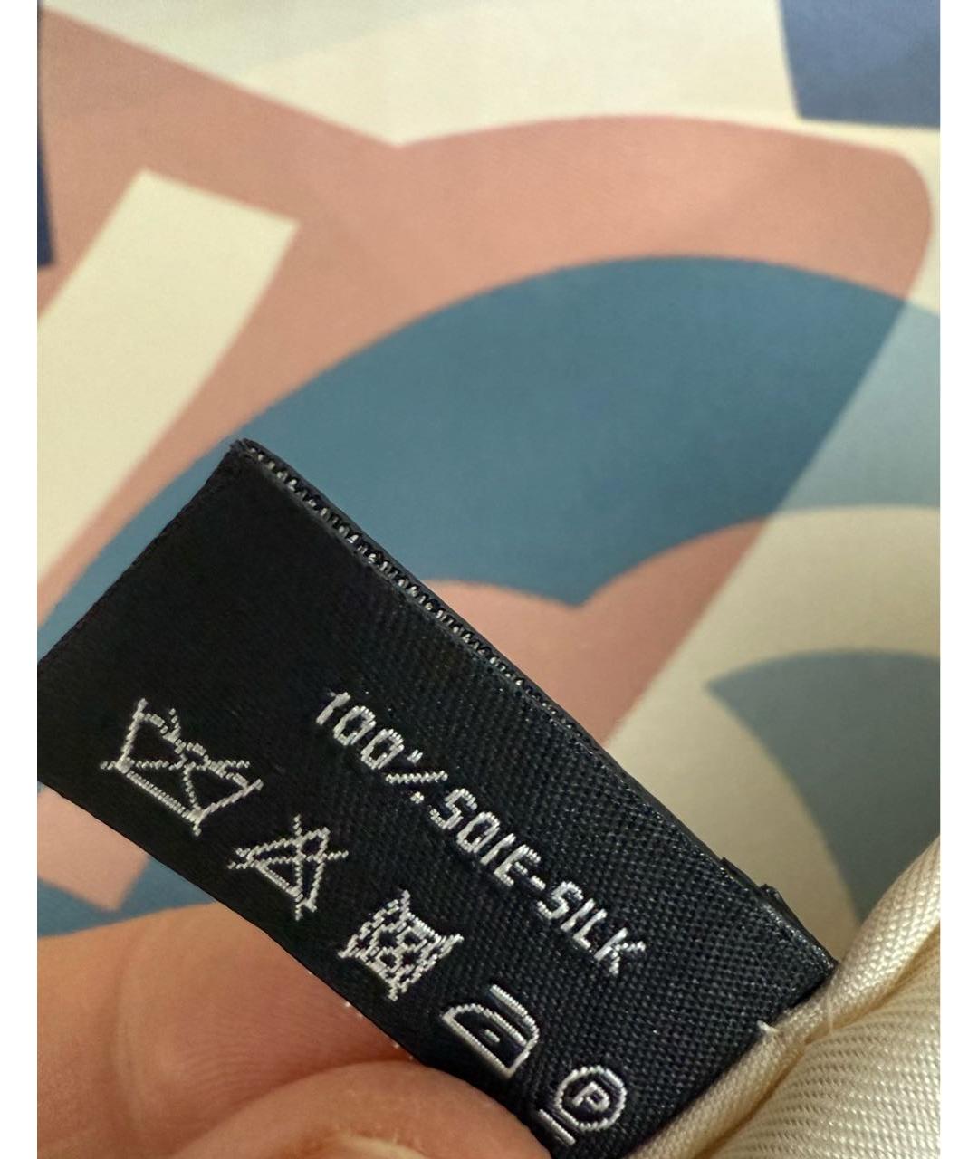 CHANEL Бежевый шелковый платок, фото 5