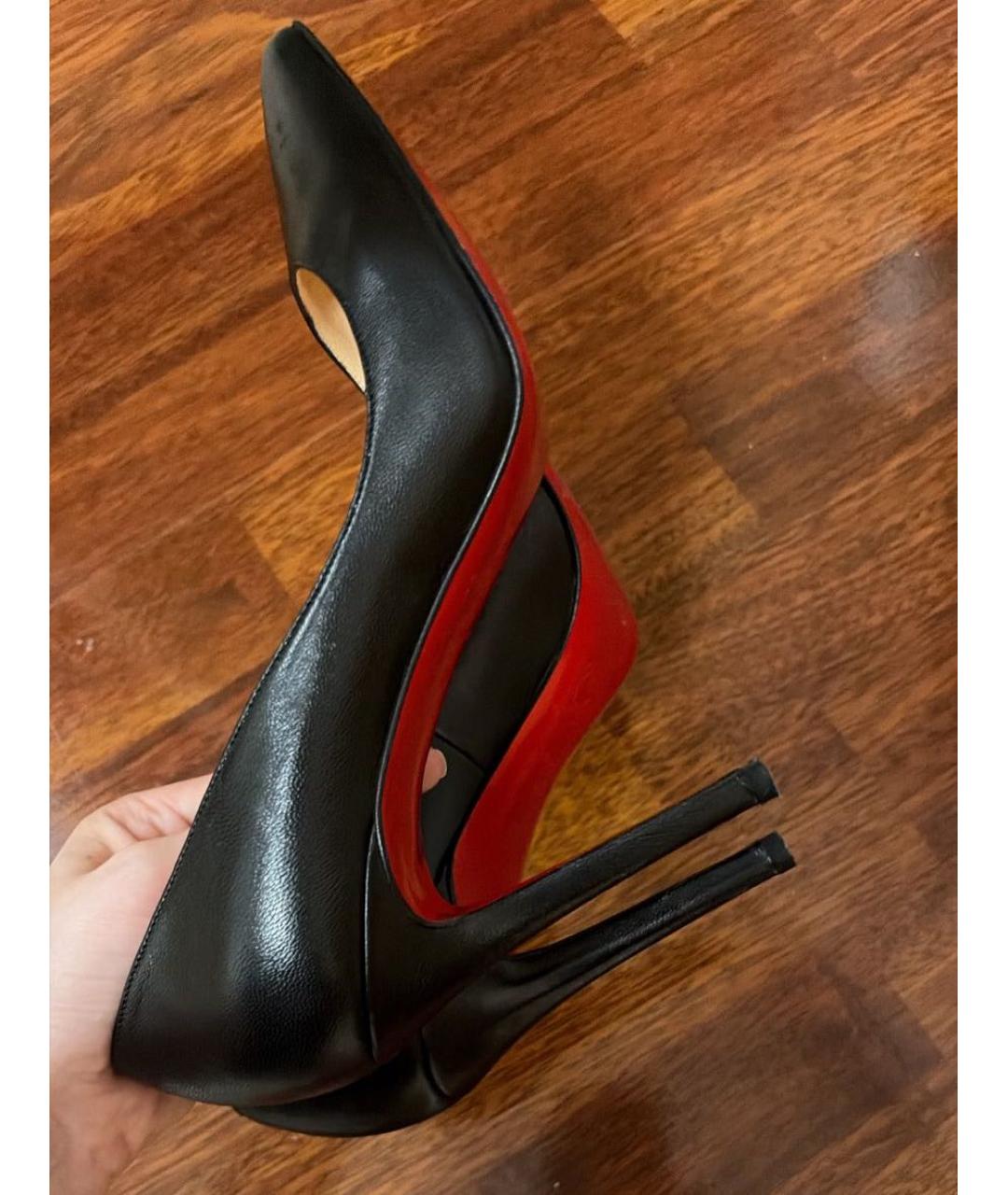 CHRISTIAN LOUBOUTIN Черные кожаные туфли, фото 5