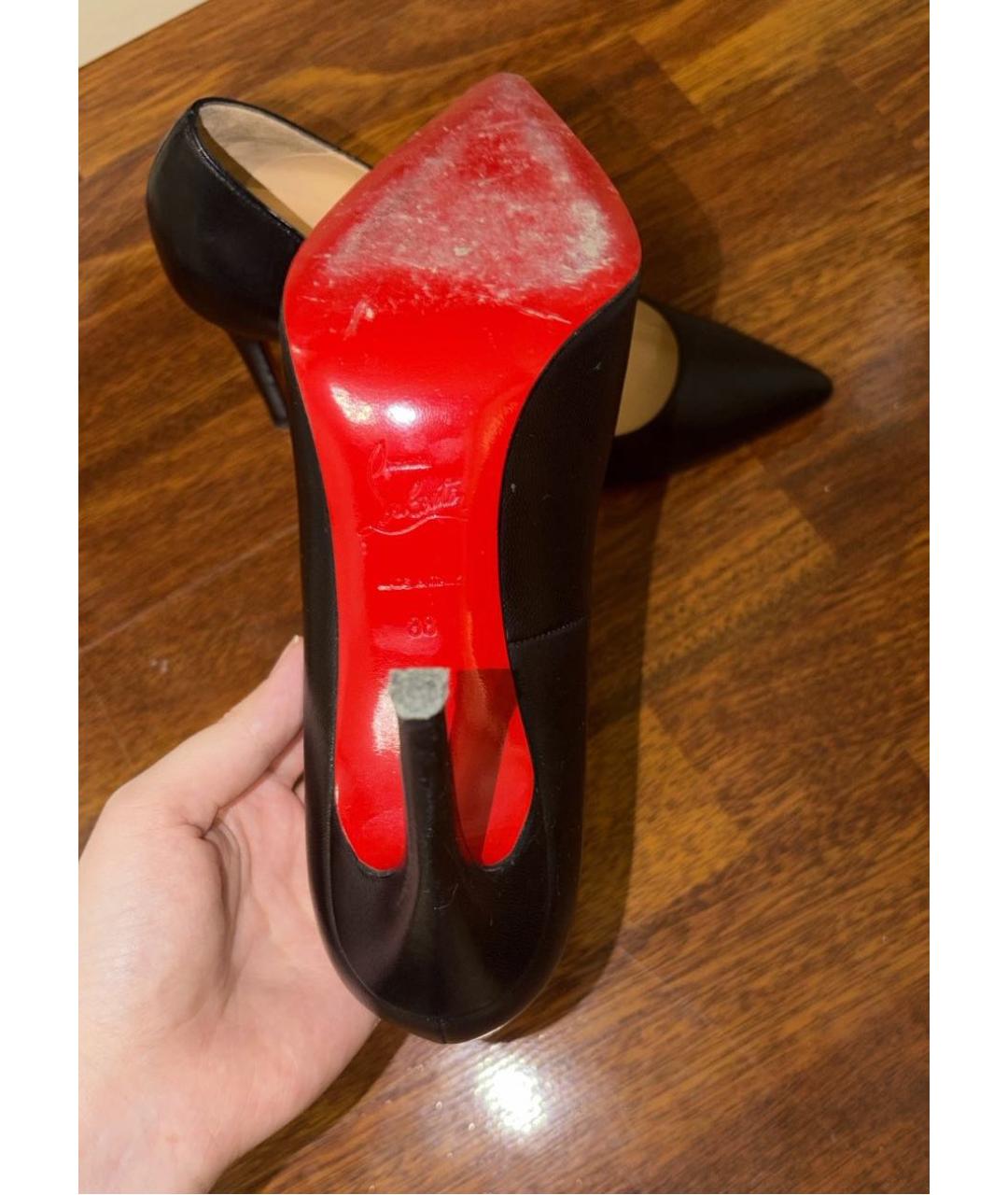 CHRISTIAN LOUBOUTIN Черные кожаные туфли, фото 4