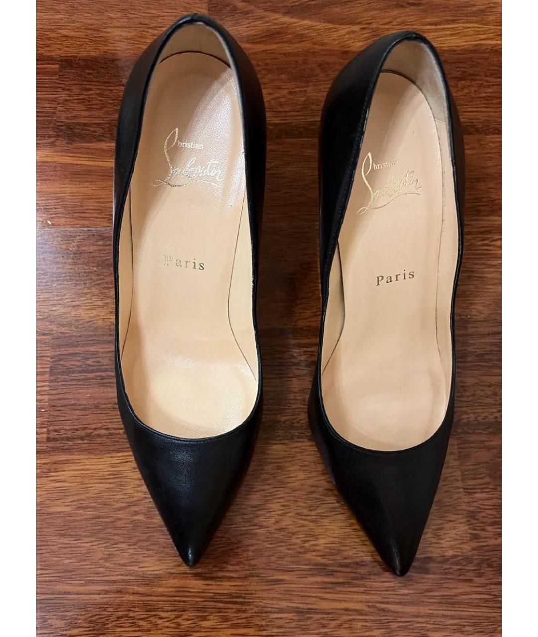 CHRISTIAN LOUBOUTIN Черные кожаные туфли, фото 2