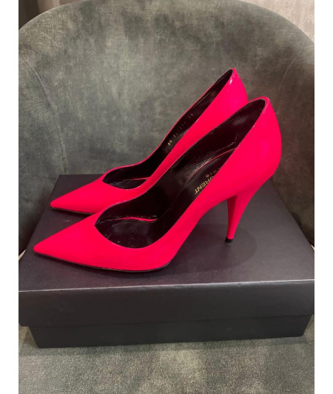 SAINT LAURENT Фуксия туфли из лакированной кожи, фото 5