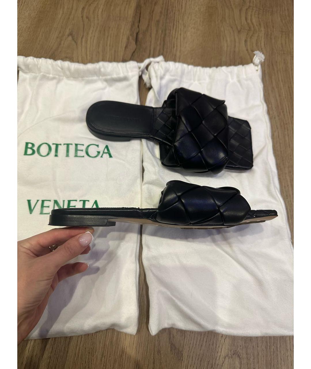 BOTTEGA VENETA Черные кожаные шлепанцы, фото 8