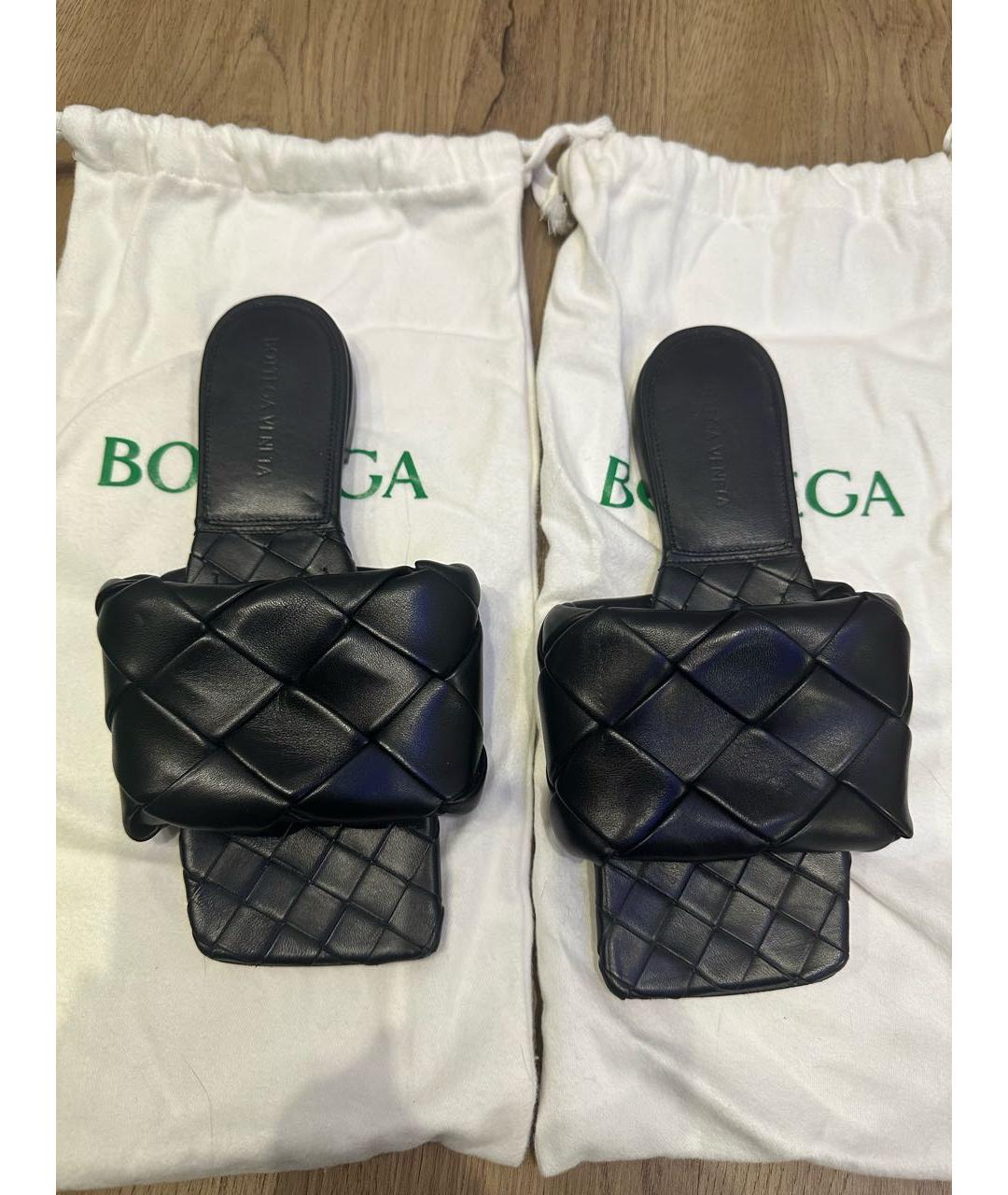 BOTTEGA VENETA Черные кожаные шлепанцы, фото 2
