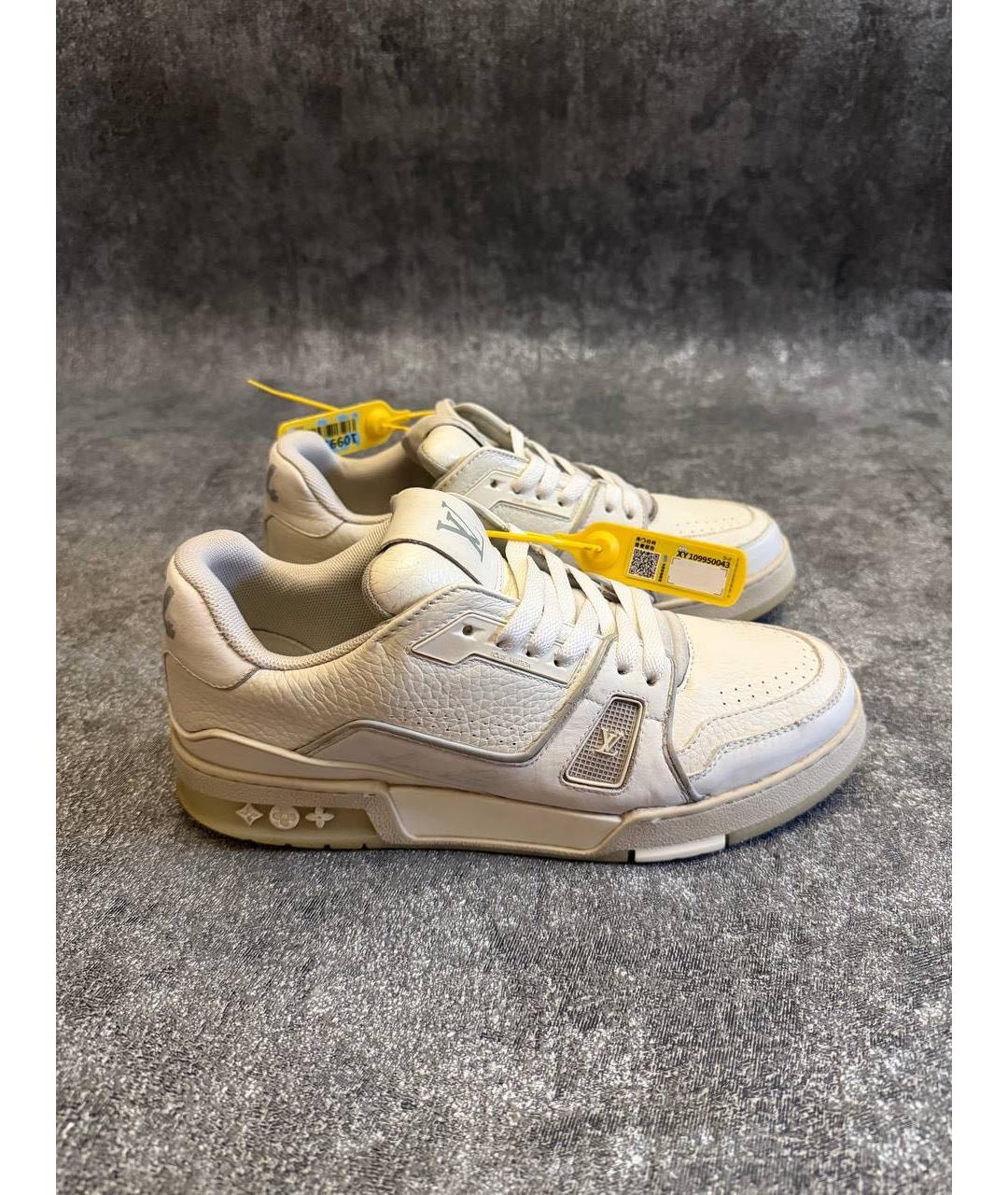 LOUIS VUITTON Белые кожаные низкие кроссовки / кеды, фото 8