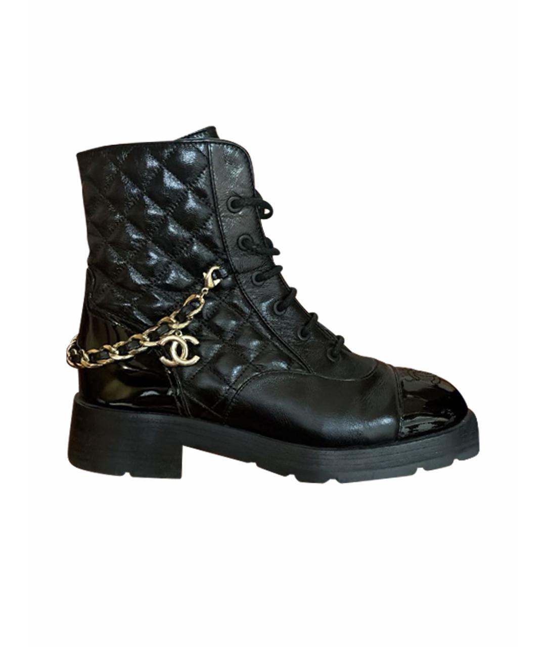 CHANEL Черные кожаные ботинки, фото 1