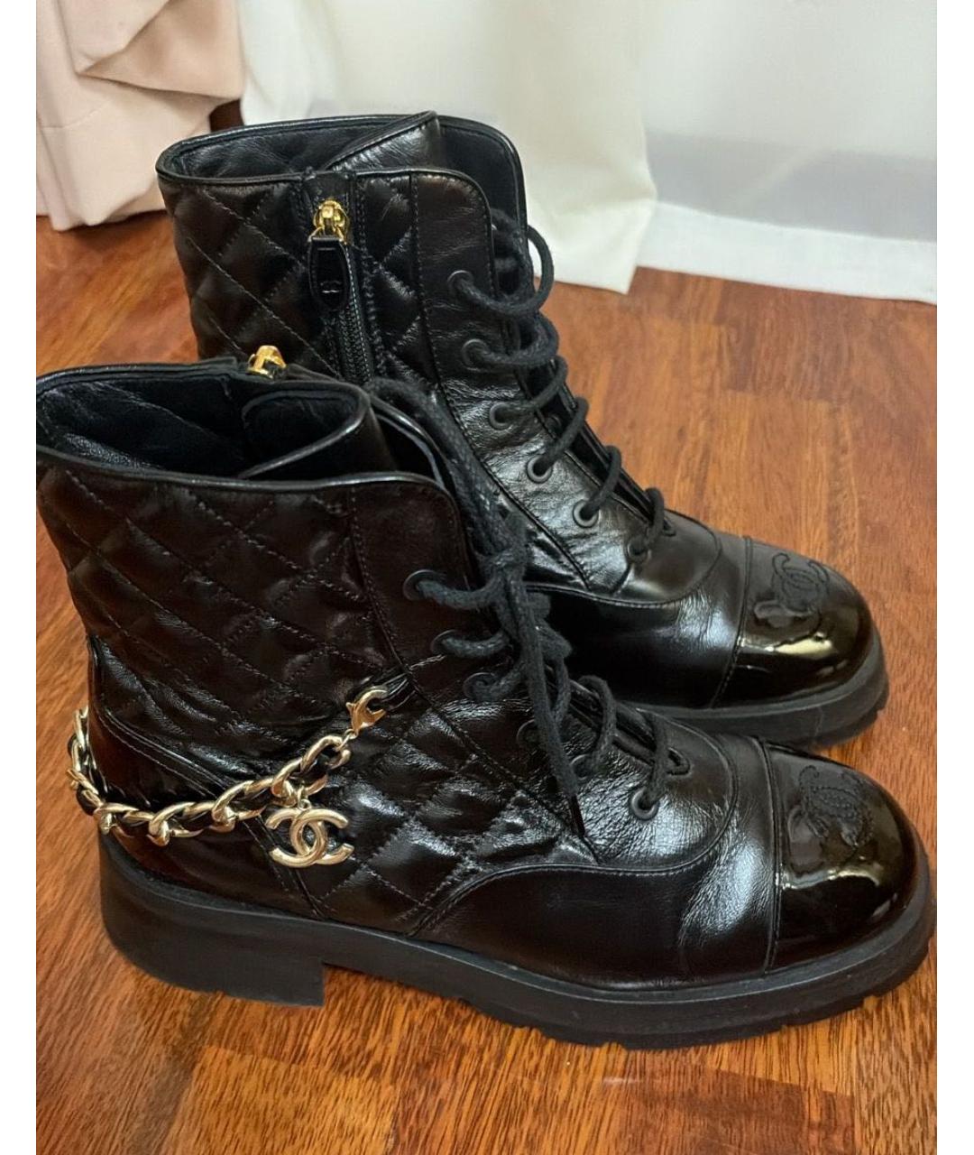 CHANEL Черные кожаные ботинки, фото 3