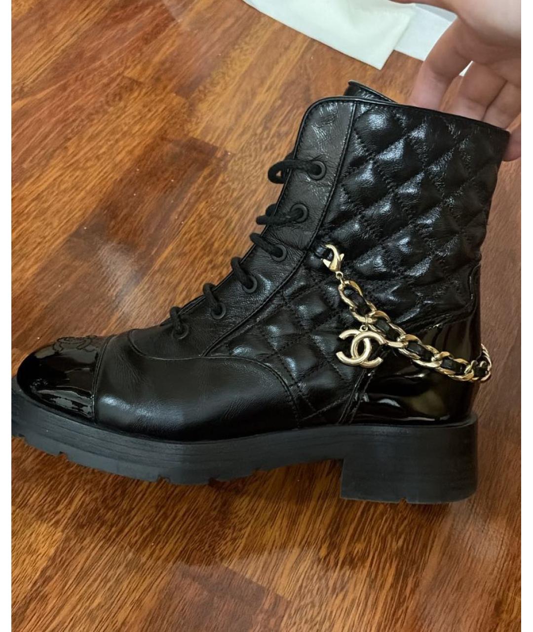 CHANEL Черные кожаные ботинки, фото 5