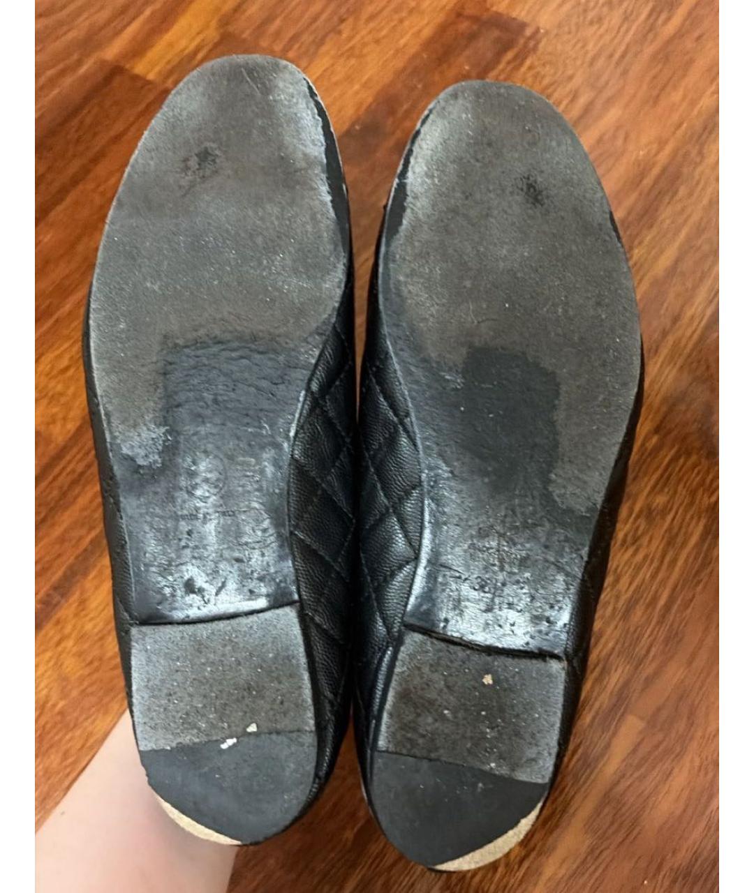 CHANEL Черные кожаные балетки, фото 4