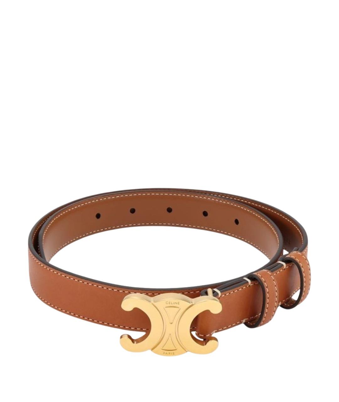 CELINE Коричневый кожаный ремень, фото 1