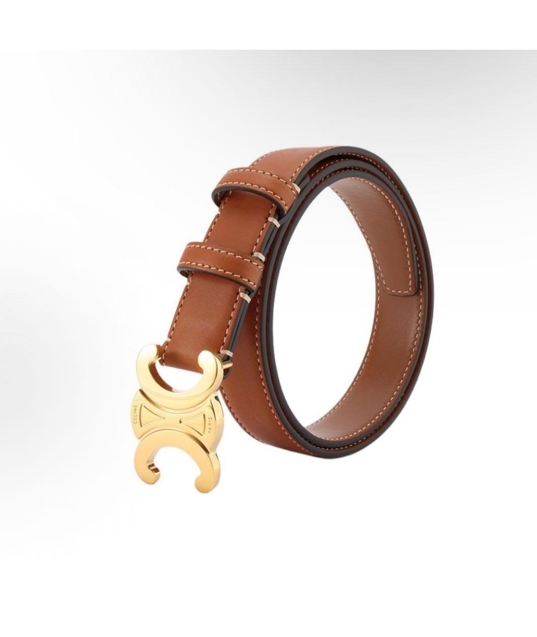 CELINE Коричневый кожаный ремень, фото 2