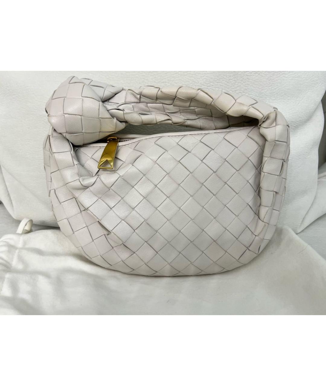 BOTTEGA VENETA Белая кожаная сумка с короткими ручками, фото 6