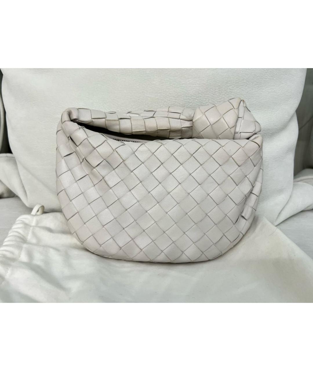 BOTTEGA VENETA Белая кожаная сумка с короткими ручками, фото 2
