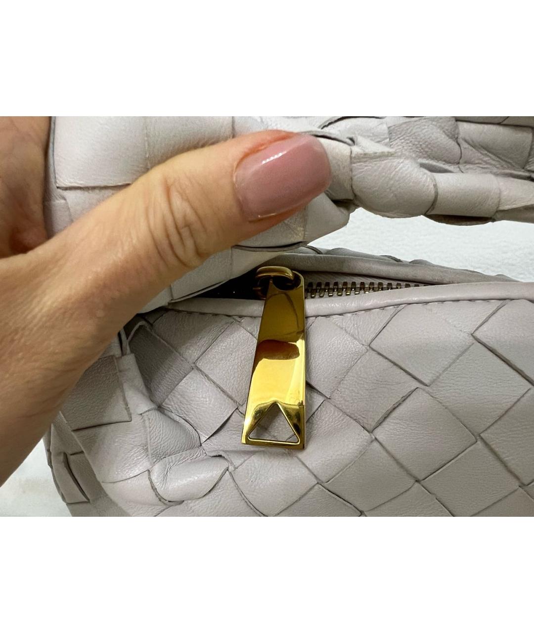 BOTTEGA VENETA Белая кожаная сумка с короткими ручками, фото 5