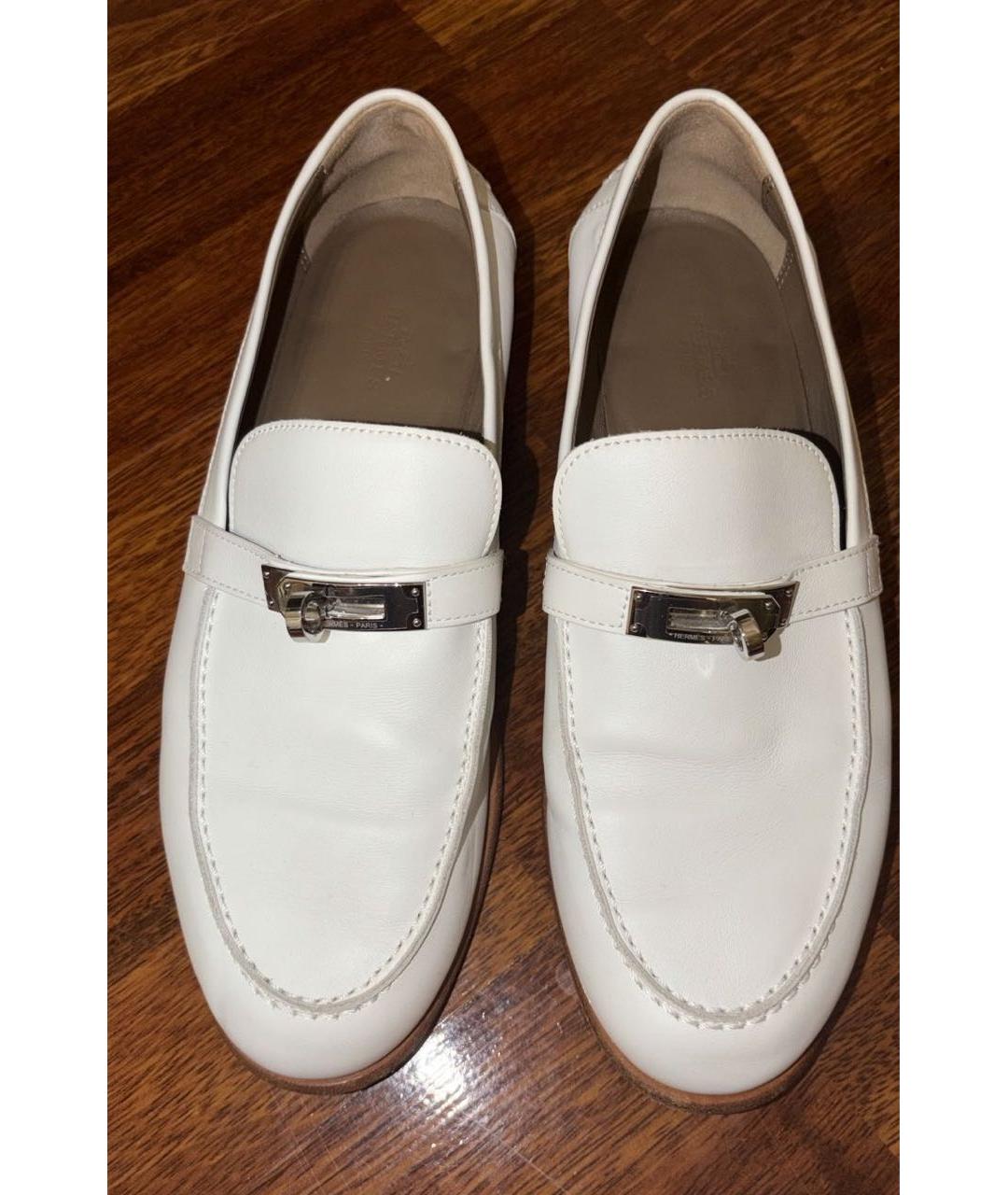 HERMES Белые кожаные лоферы, фото 2