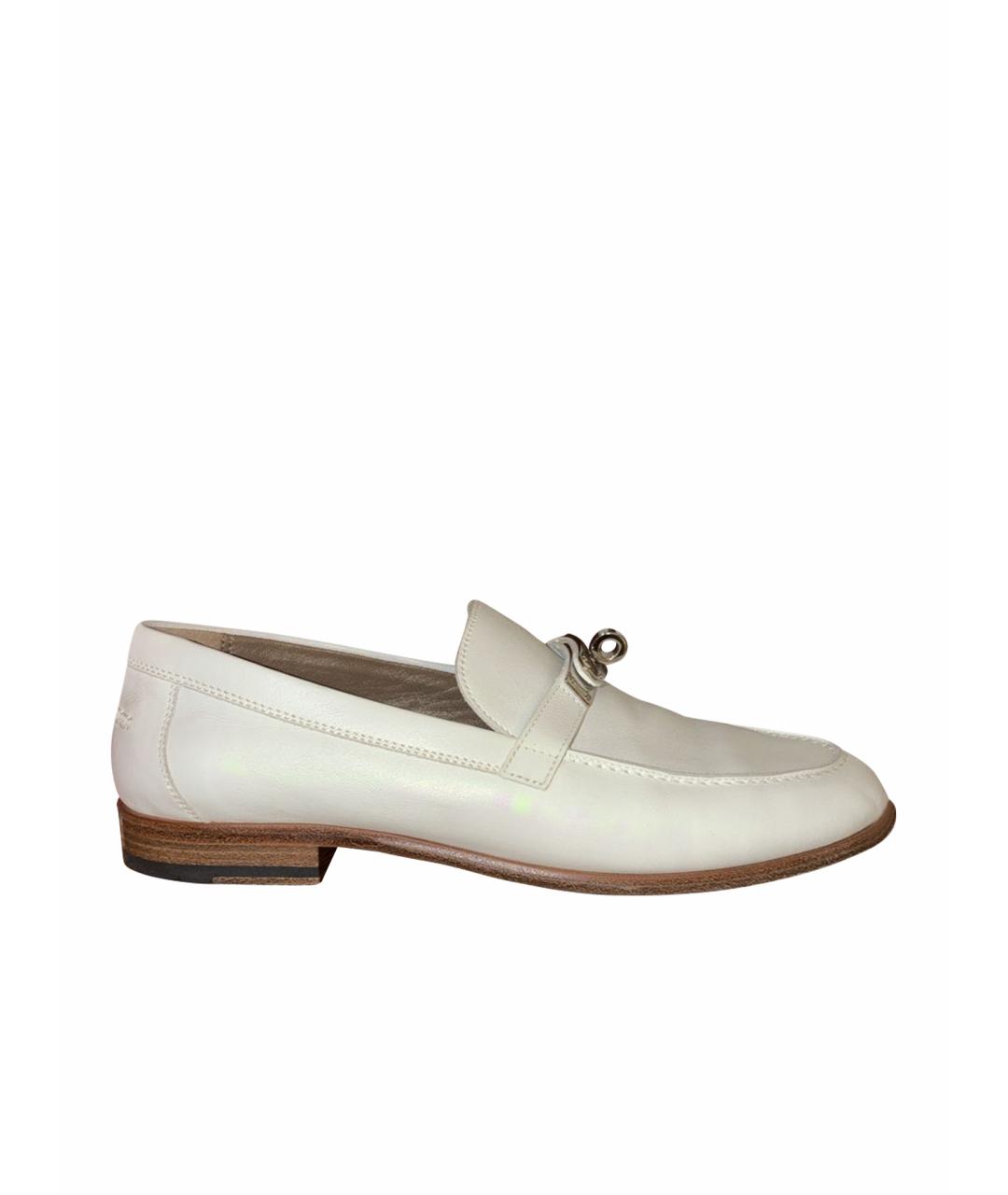 HERMES Белые кожаные лоферы, фото 1