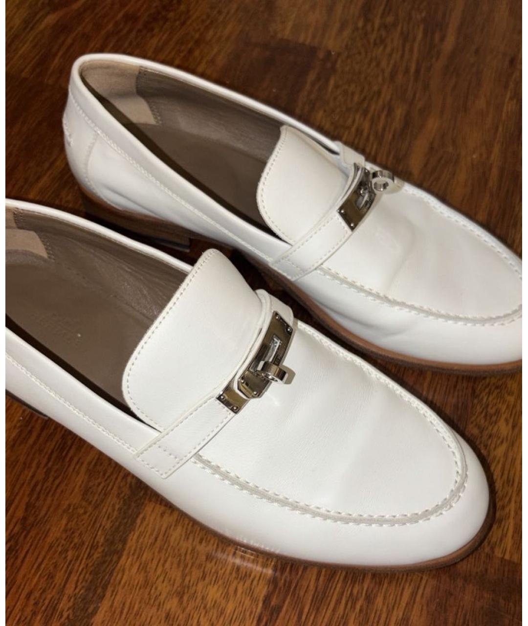 HERMES Белые кожаные лоферы, фото 3