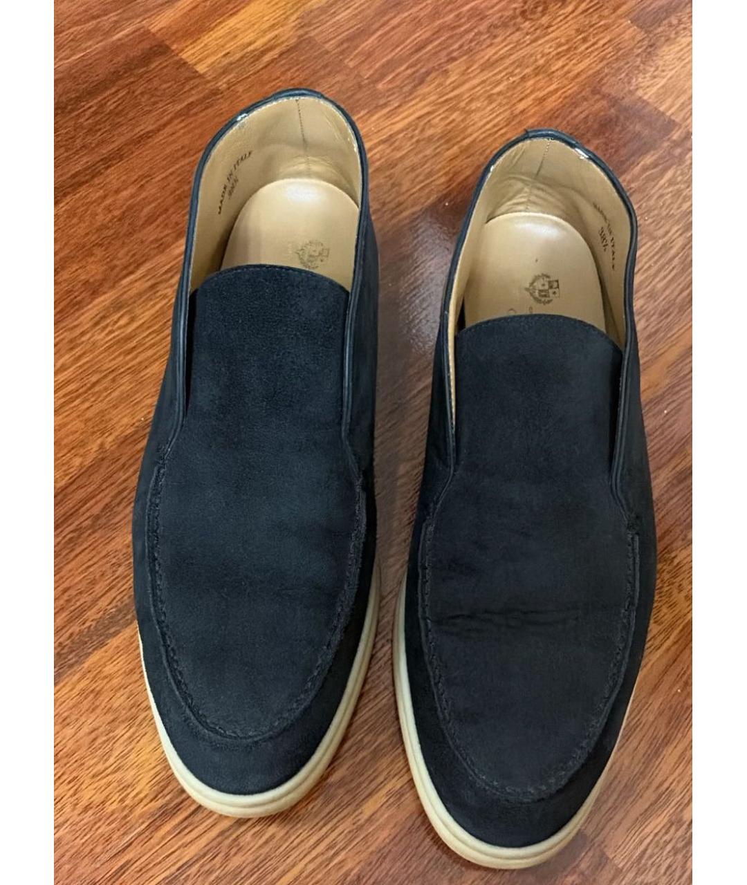 LORO PIANA Темно-синие замшевые лоферы, фото 2