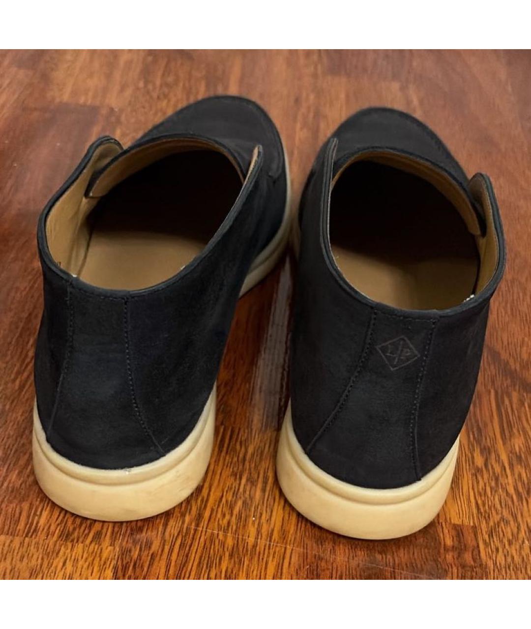 LORO PIANA Темно-синие замшевые лоферы, фото 4