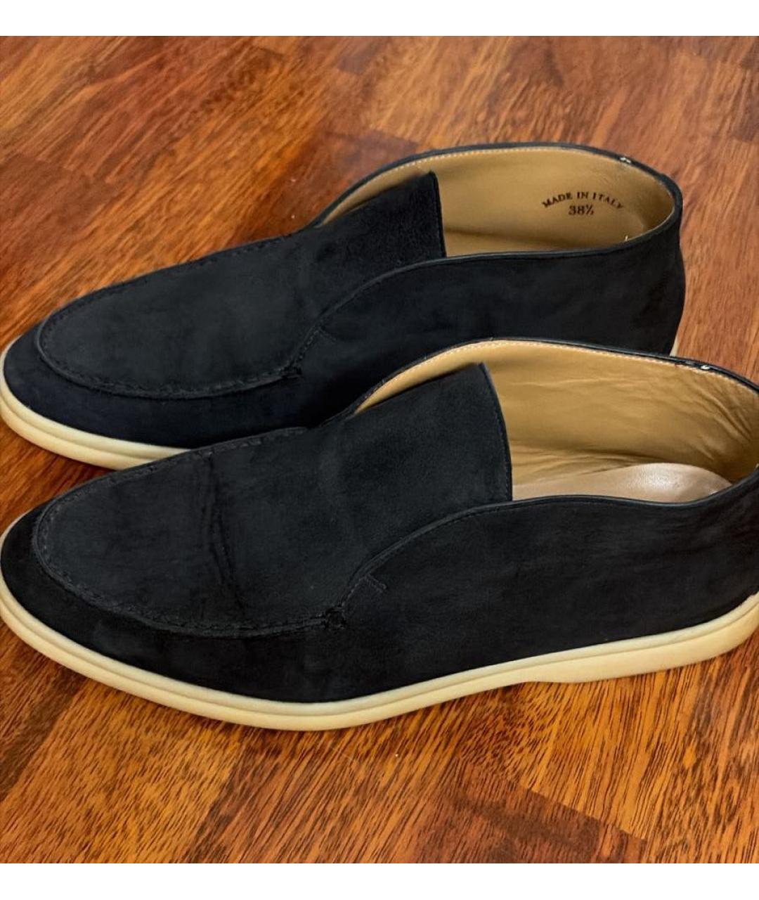 LORO PIANA Темно-синие замшевые лоферы, фото 3