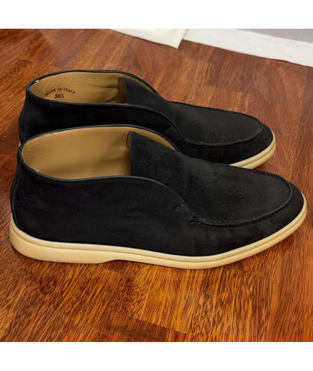 LORO PIANA Темно-синие замшевые лоферы, фото 5